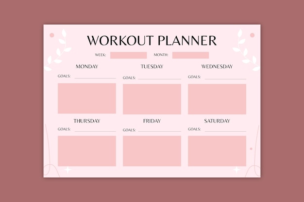 aesthetic pastel weekly workout planner
