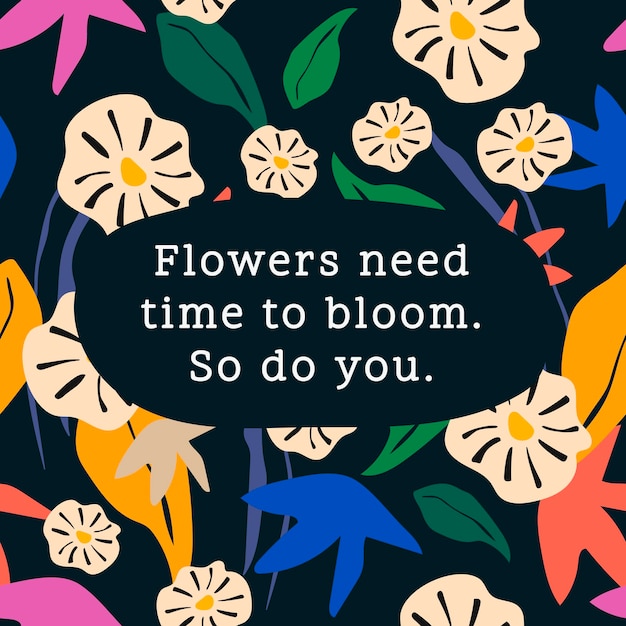 無料ベクター 美的引用instagramの投稿テンプレート、花柄のデザインベクトル