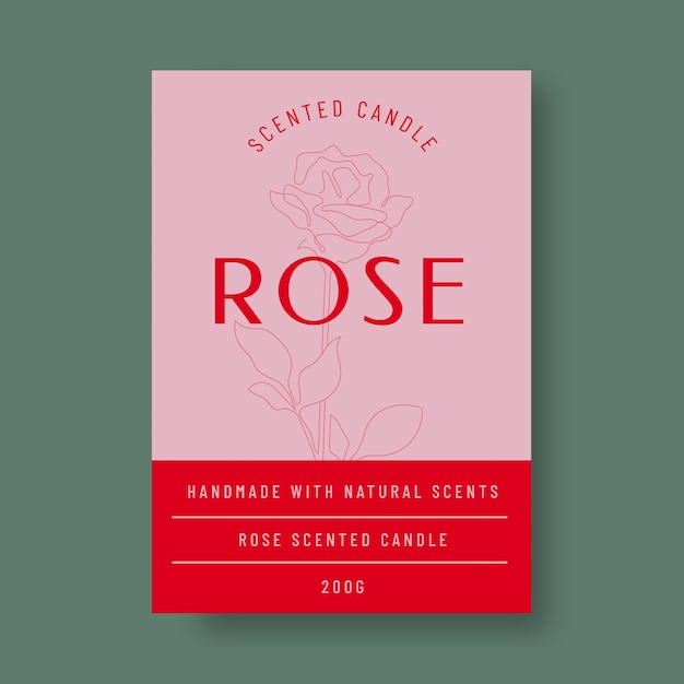 Aesthetic rose candle label template