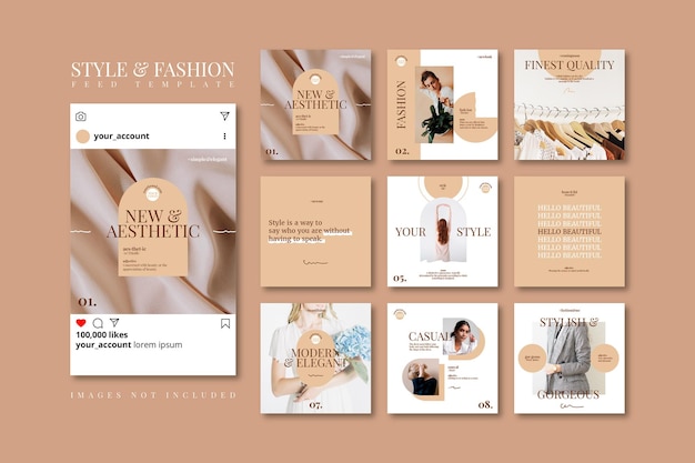 Aesthetic spring doodle beige fashion sale social media feed template