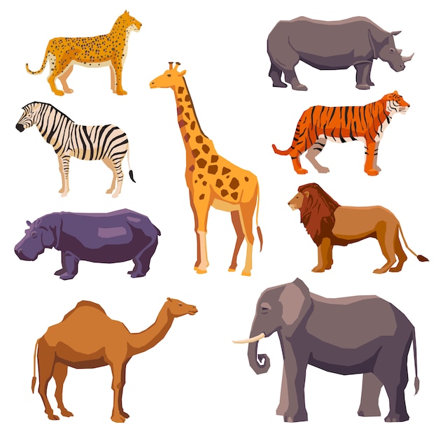 Free vector africa animal decorative set