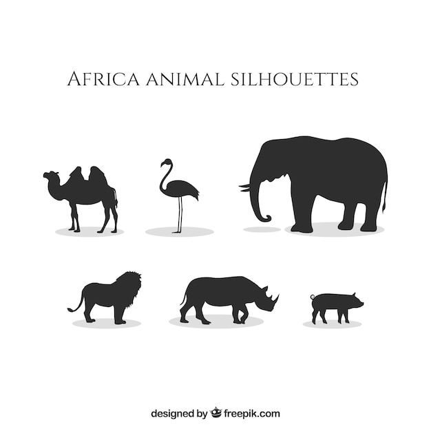 アフリカの動物のシルエット