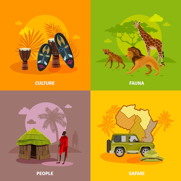 Free vector africa concept icons set
