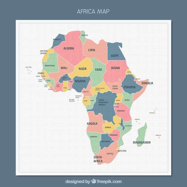 無料ベクター フラットスタイルのアフリカ地図の背景