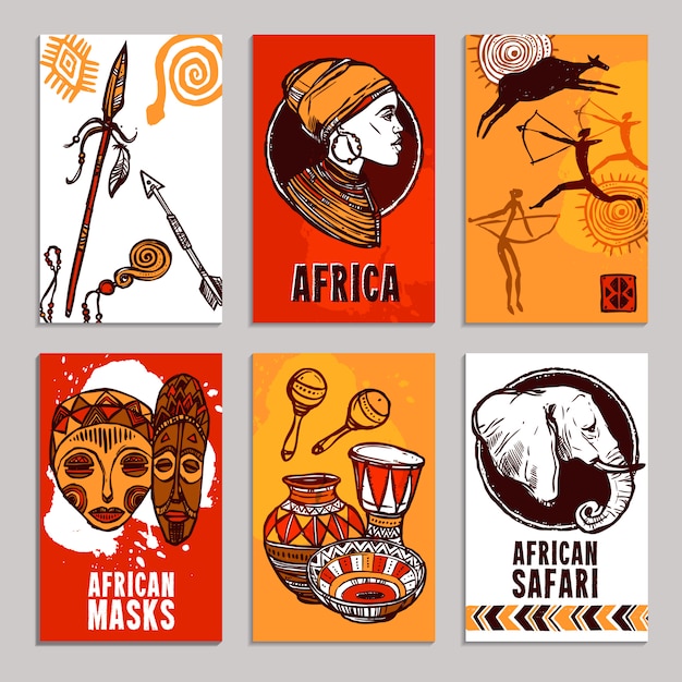 Vettore gratuito africa poster set