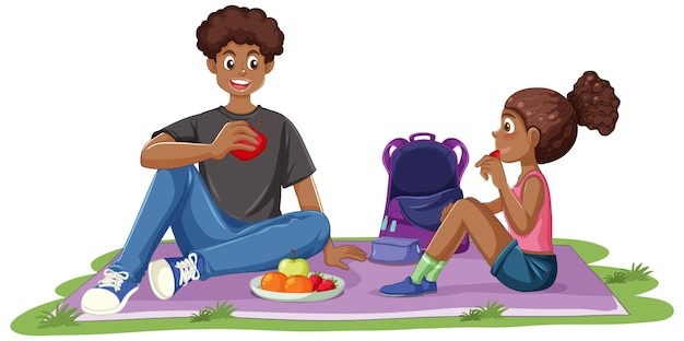 Free vector african american couple enjoying picnic