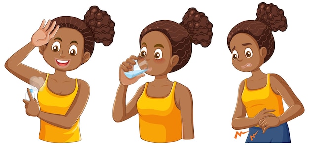 Бесплатное векторное изображение Афроамериканская девушка занимается разными видами деятельности