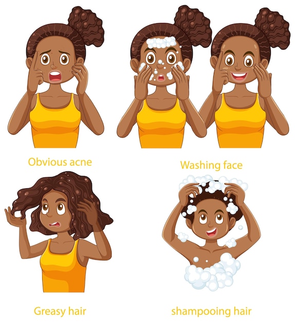 Free vector african american girls in different poses