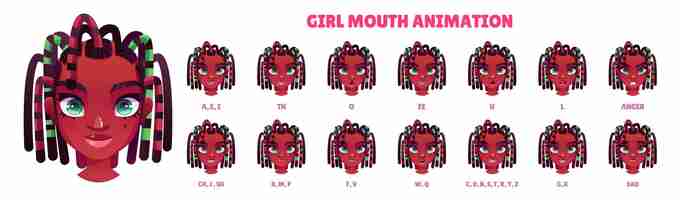 Free vector african american kid girl animation kit