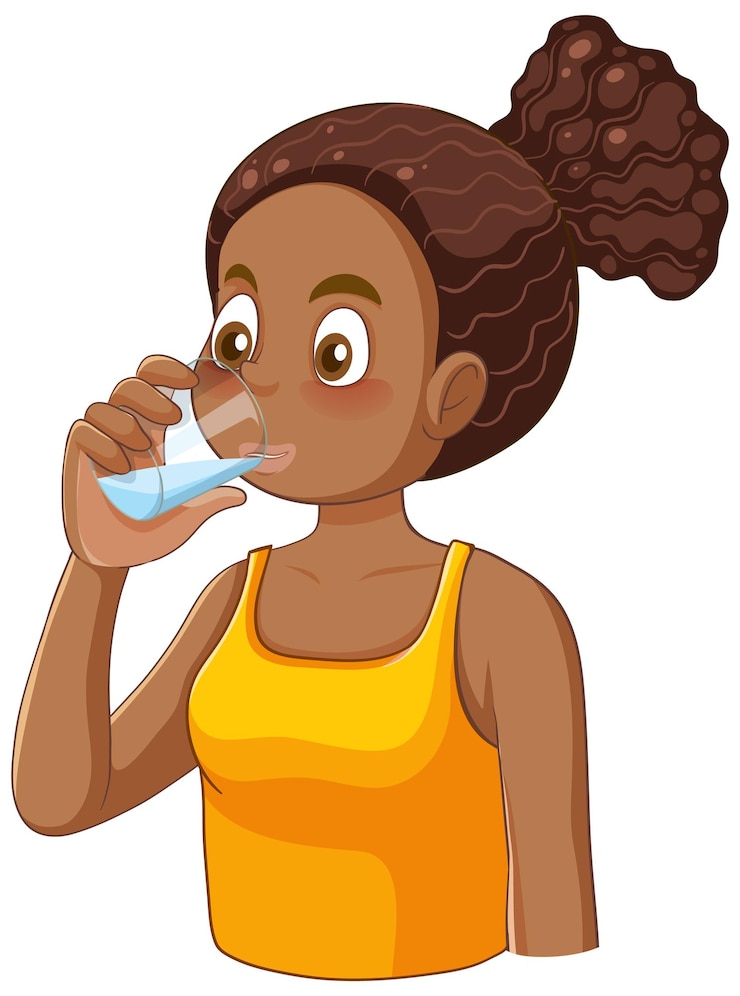 Free Vector african american teenage girl drinking water