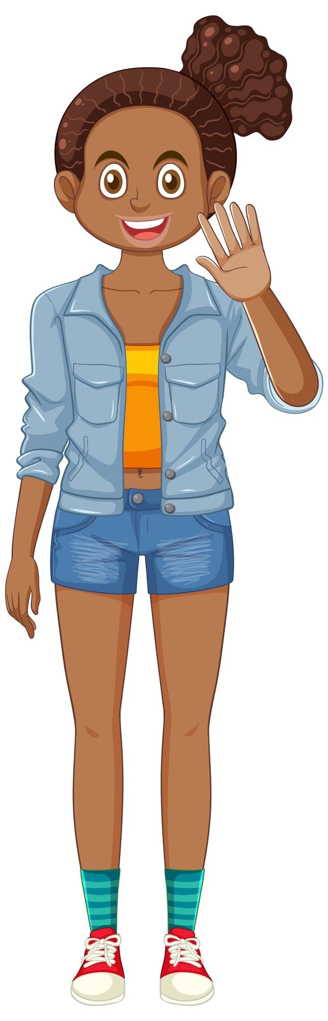 Free Vector african american teenage girl greeting with a wave
