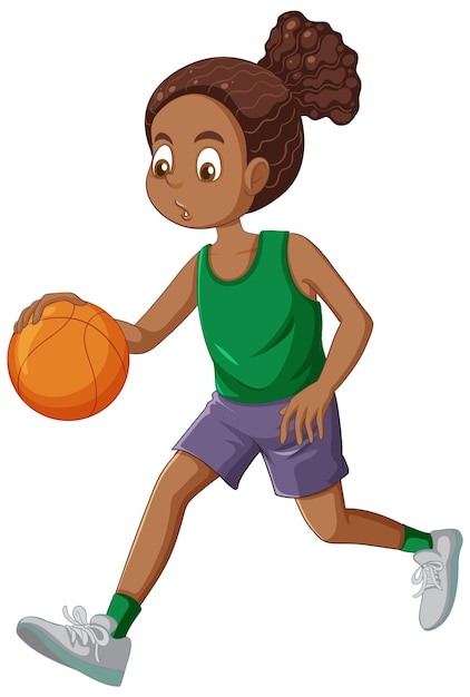 African american teenage girl playing basketball