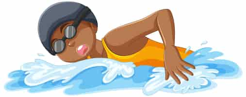 Free vector african american teenage girl swimming