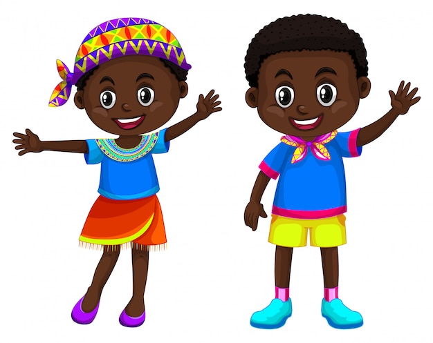 Free vector african boy and girl smiling