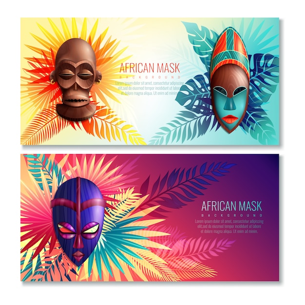 Африканские этнические маски баннеры