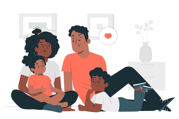 Иллюстрация концепции африканской семьи