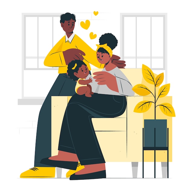 Бесплатное векторное изображение Африканская семейная иллюстрация