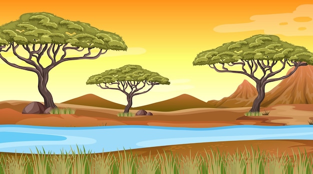 Free vector african forest landscape background