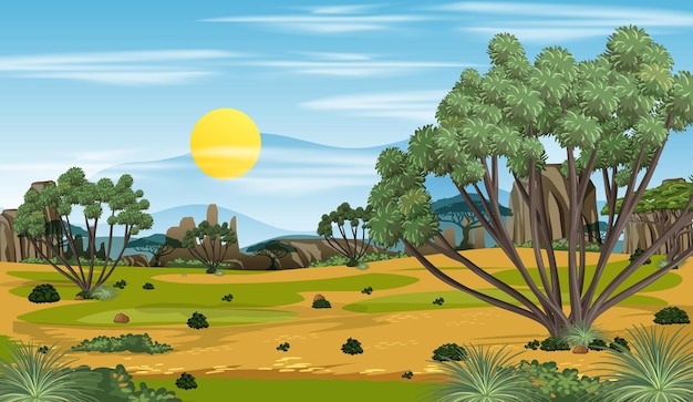 Free vector african forest landscape background