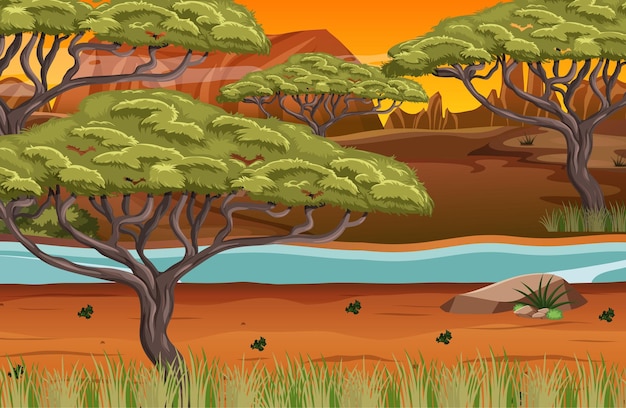 Free vector african forest landscape background