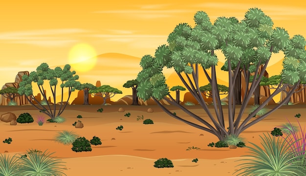 Free vector african forest outdoor landscape