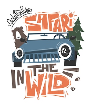 African safari adventure tshirt design vector illustration