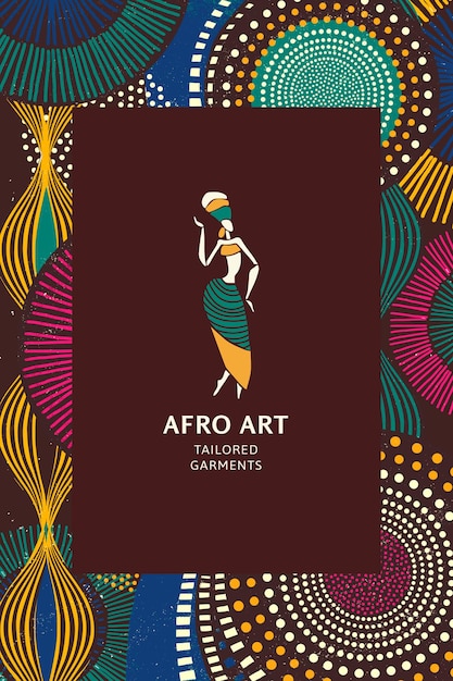 Free vector african tribal ethnic pattern template with minimal logo