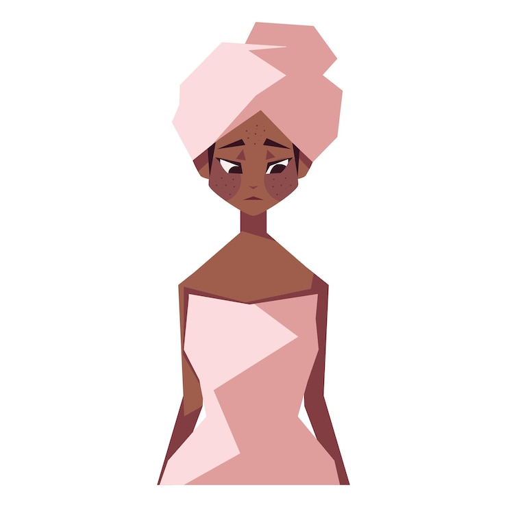 Free Vector afro girl with oily skin icon isolated