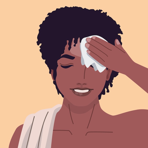 Free vector afro man cleaning face scene