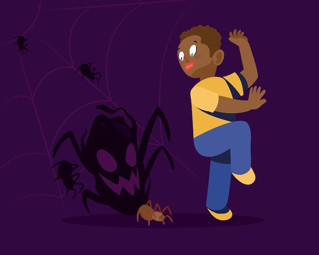 Free vector afro man sufering of arachnophobia