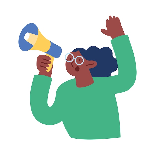 Free vector afro woman with megaphone