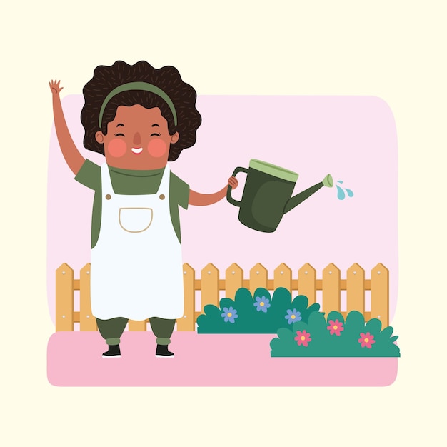 Free vector afro woman with sprinkler