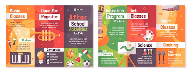 Free vector after school activities for children brochure template