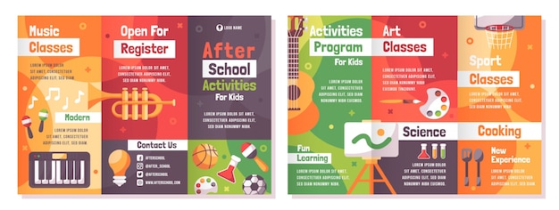 Шаблон брошюры о внешкольных мероприятиях для детей