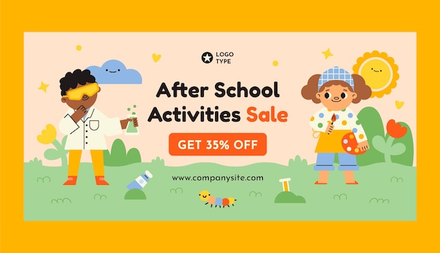 After school activities for children horizontal banner template