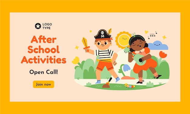 After school activities for children social media promo template