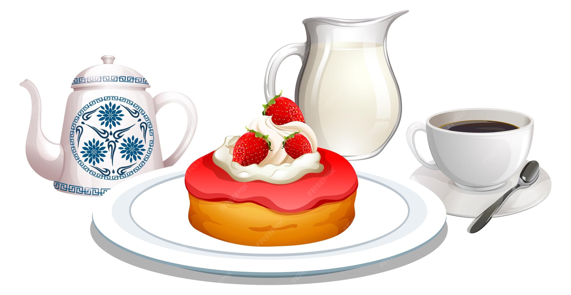 Free Vector | Afternoon tea cartoon set