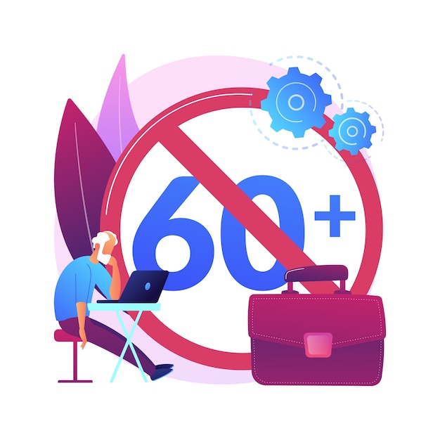 Free vector ageism social problem abstract concept   illustration. stop ageism, elderly employment difficulties, discrimination at workplace, older people, negative stereotype