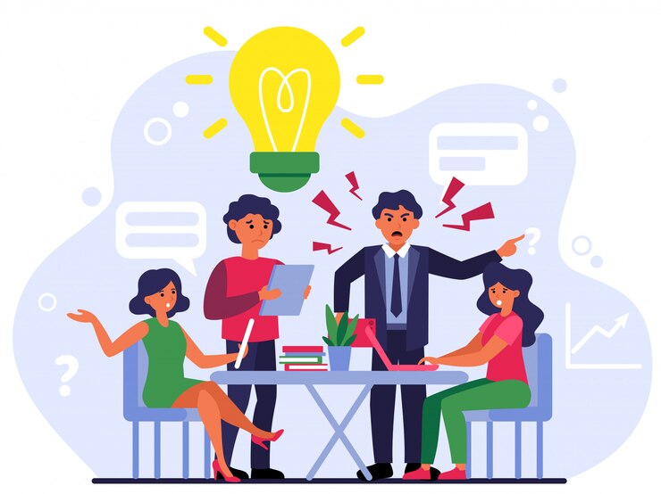 Free Vector aggressive boss scolding upset employees