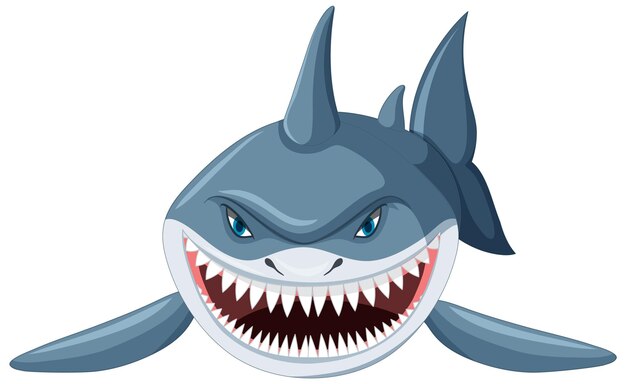 Aggressive great white shark cartoon