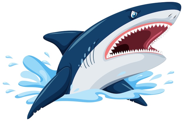 Free vector aggressive great white shark cartoon