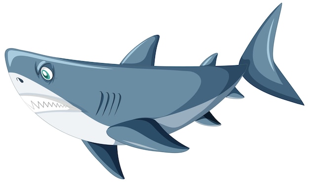 Aggressive great white shark cartoon