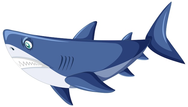 Aggressive great white shark cartoon