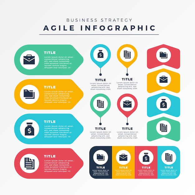 Vettore gratuito modello di raccolta elementi infografica agile