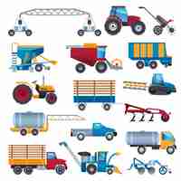 Free vector agricultural machines icons set