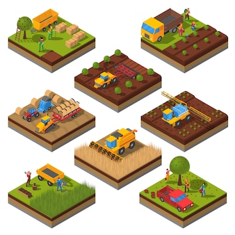 Agricultural machines isometric field set