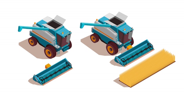 Free vector agricultural machines isometric set