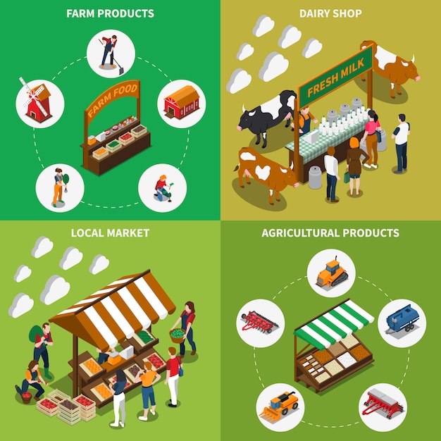 Free vector agricultural market  concept