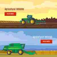 Free vector agricultural vehicles flat banners