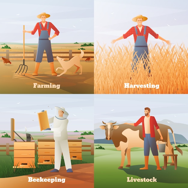 Free vector agriculture flat compositions